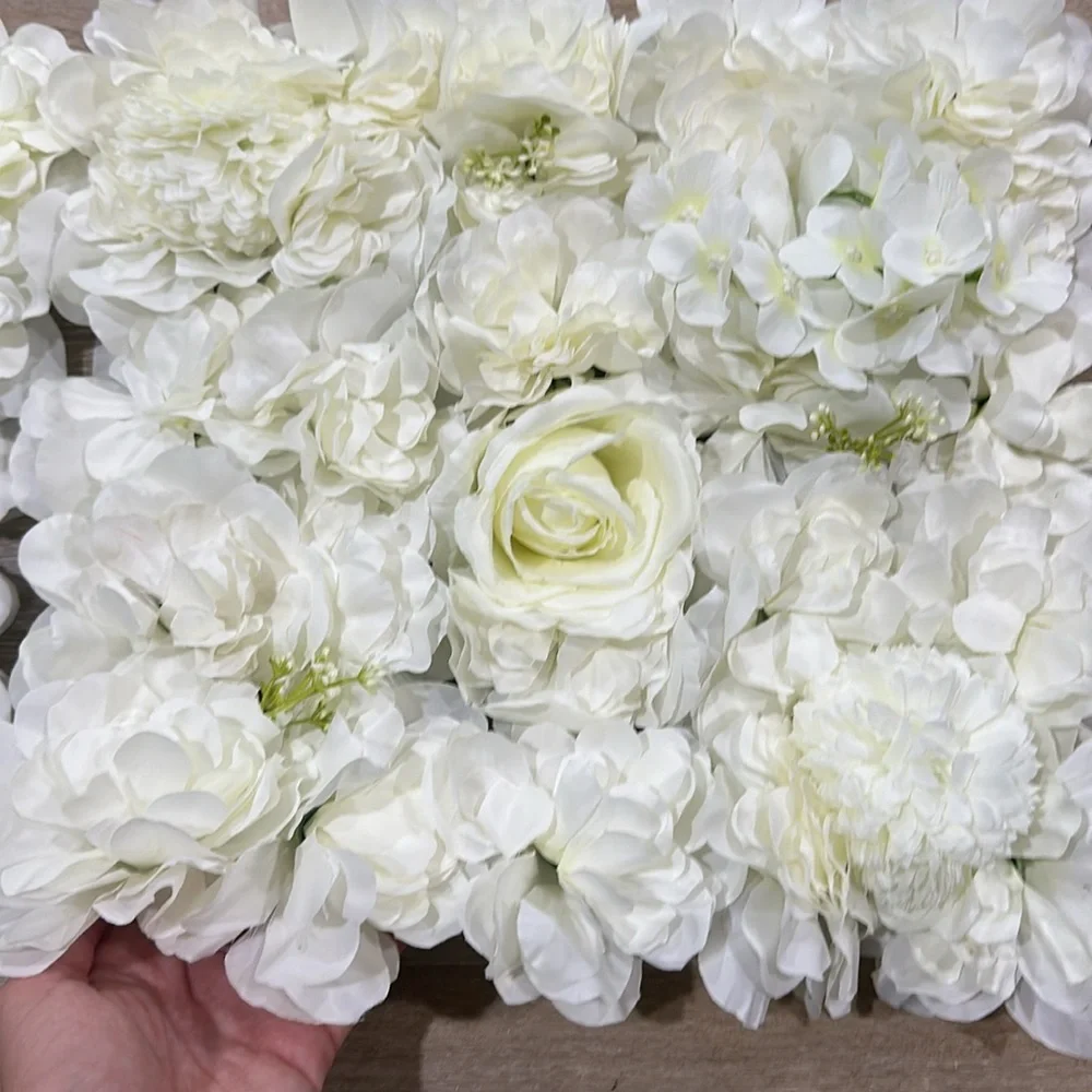 Elegant White Floral accents. Perfect for wedding decor. 2 squares each 14x14 in